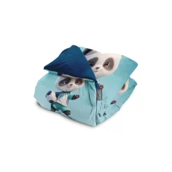 Eleganzzz Kinder Dekbedovertrek Micropercal Panda Power - blue 140x220/240cm Best