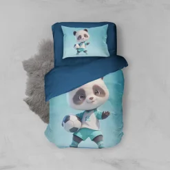 Eleganzzz Kinder Dekbedovertrek Micropercal Panda Power - blue 140x220/240cm Best