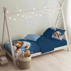 Eleganzzz Kinder Dekbedovertrek Micropercal Snuggle Bear - blue 140x220/240cm Sale