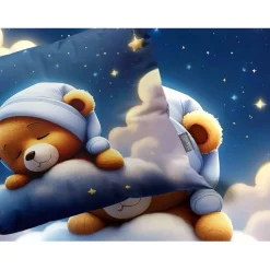 Eleganzzz Kinder Dekbedovertrek Micropercal Snuggle Bear - blue 140x220/240cm Sale