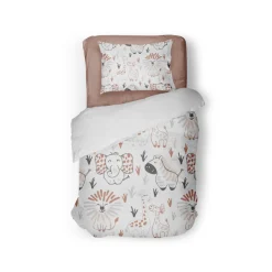 Eleganzzz Kinder Dekbedovertrek Micropercal Animal Crackers - white 140x220/240cm Best