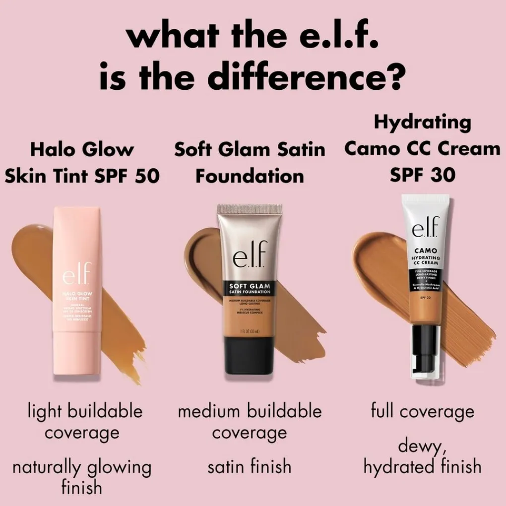 ELF e.l.f. Halo Glow SPF50 5 Light Warm Skin Tint Best