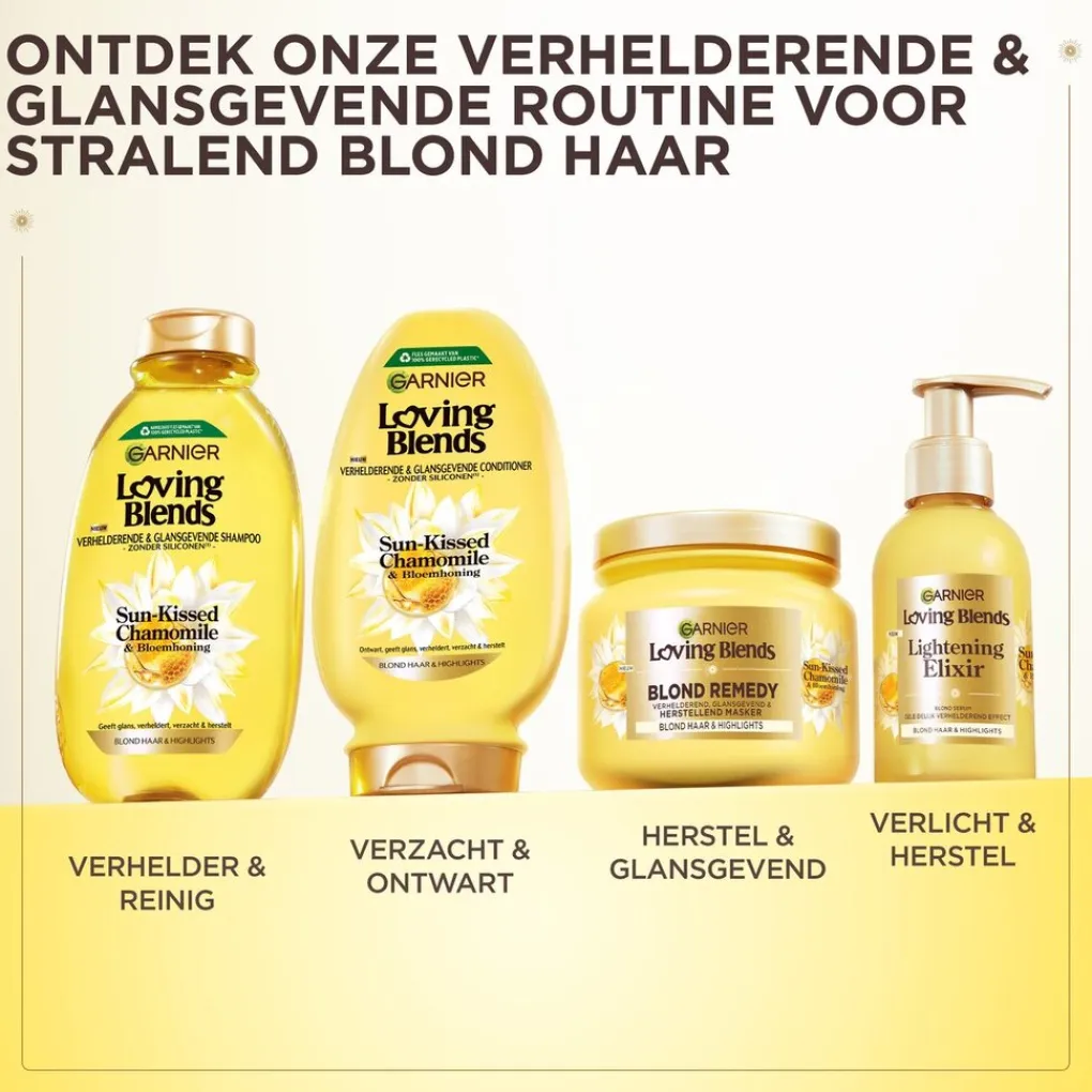 Loving Blends Garnier Sun-Kissed Chamomile & Bloemenhoning Verhelderende & Glansgevende Conditioner Hot