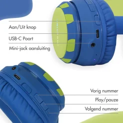 Imoshion Draadloze Bluetooth Kinder Koptelefoon met Dino Spikes New