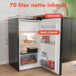 KitchenBrothers Tafelmodel Koelkast met Vriesvak Outlet