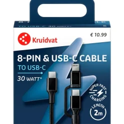 Kruidvat Dual 30W USB-C-naar-8-pin Kabel Outlet