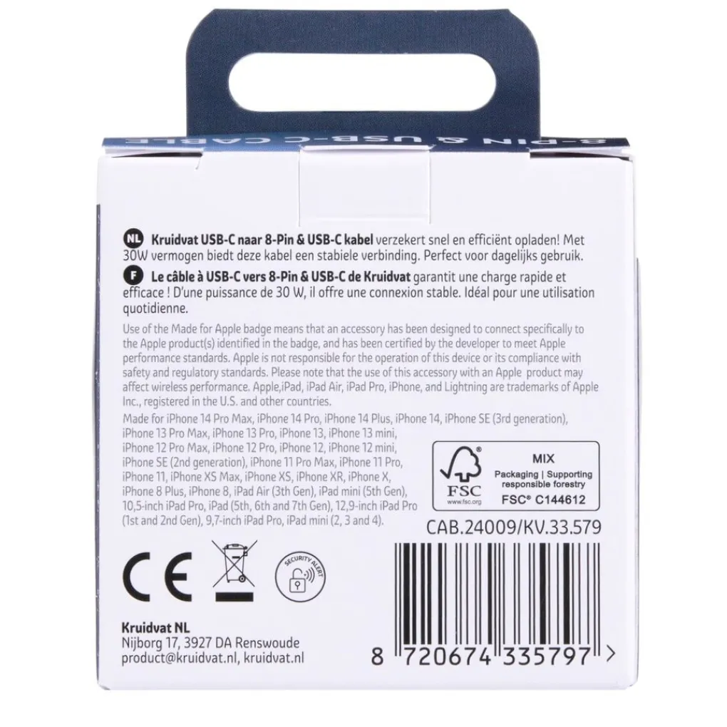 Kruidvat Dual 30W USB-C-naar-8-pin Kabel Outlet