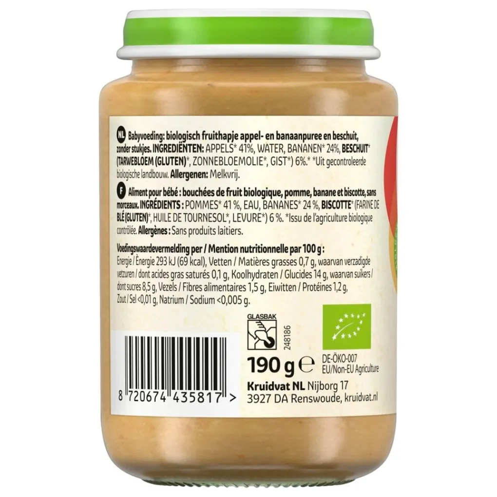 Kruidvat 6+M Bio Appel, Banaan & Beschuit Fruithapje Outlet
