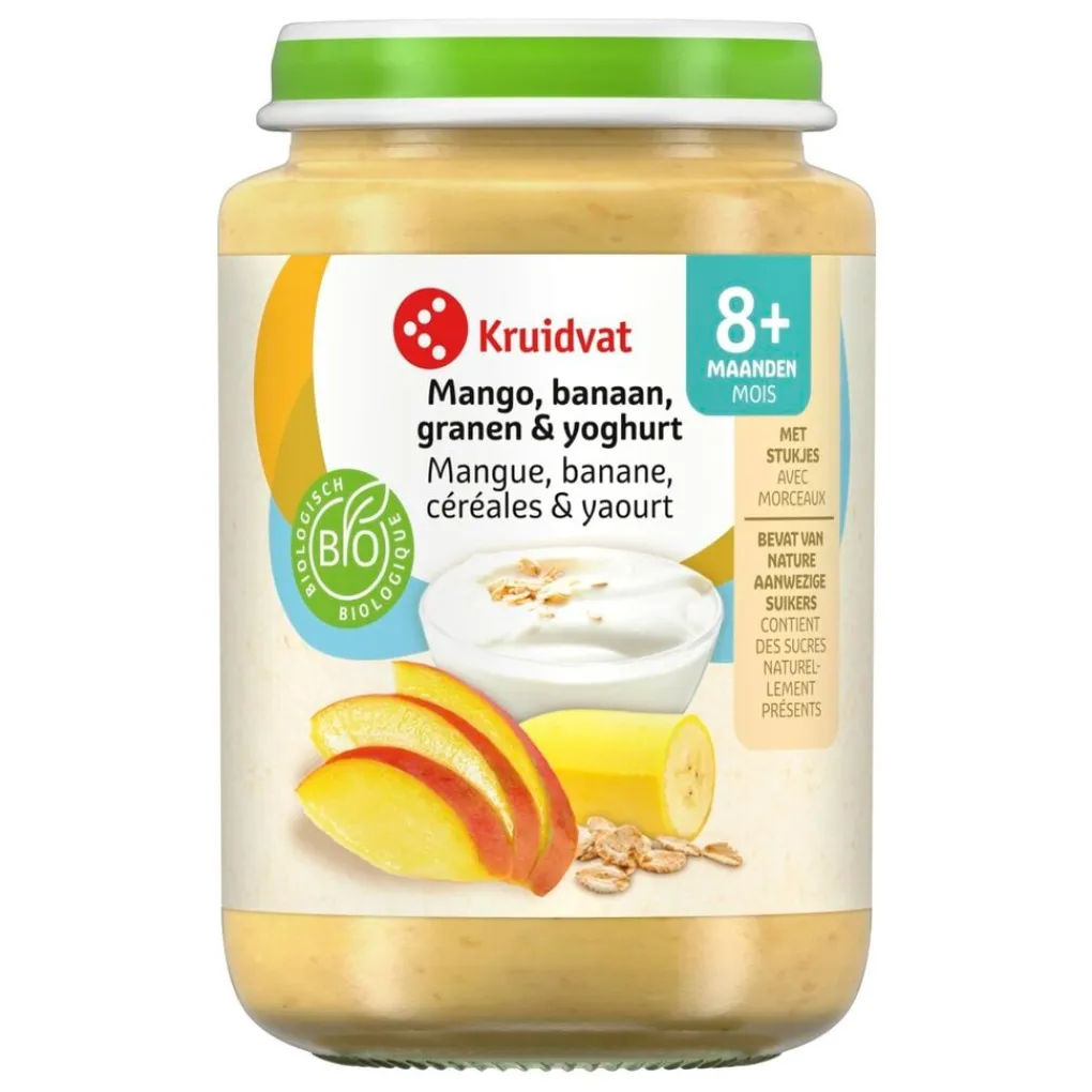 Kruidvat 8+M Bio Mango, Banaan, Granen & Yoghurt Fruithapje New