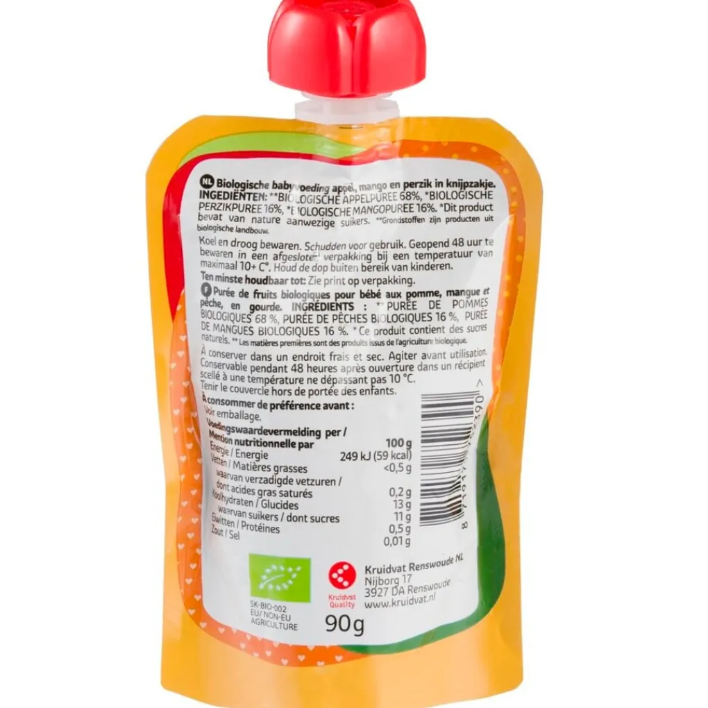Kruidvat 6+M Bio Mango-Perzik met Appel Knijpzakje Sale