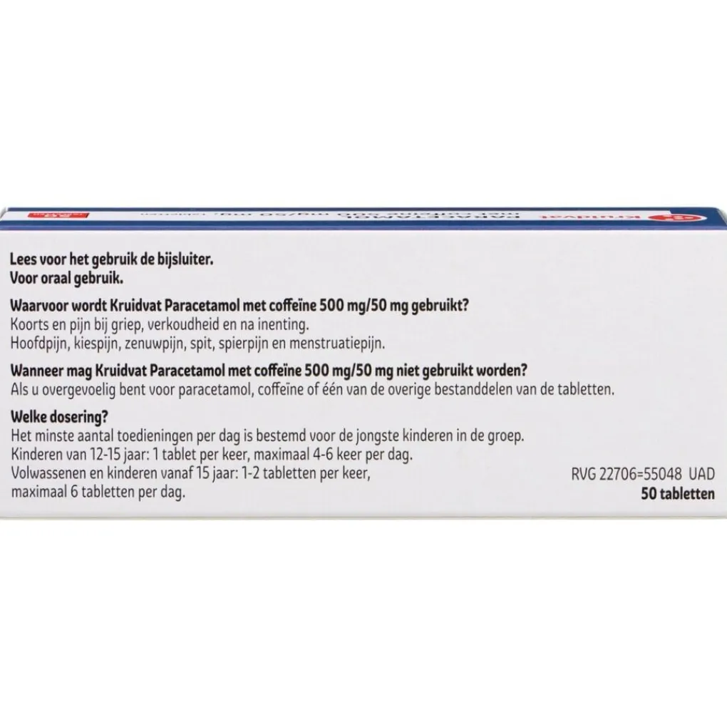 Kruidvat Paracetamol met Coffeïne 500mg /50mg Tabletten New