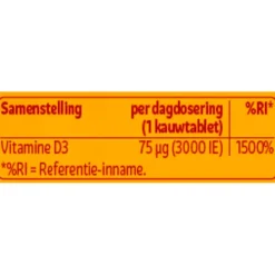 Kruidvat Vitamine D3 75ug Kauwtabletten Clearance