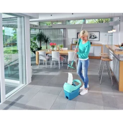 Leifheit Profi XL Dweil Set Micro Duo Vloerwisser (42 cm) met Emmer op Wieltjes en Voetpers Best