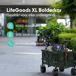 LifeGoods XL Opvouwbare Bolderkar Outlet