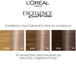 Excellence L'Oréal Paris Cool Crème 8.11 Ultra Licht Asblond Permanente Haarkleuring Clearance