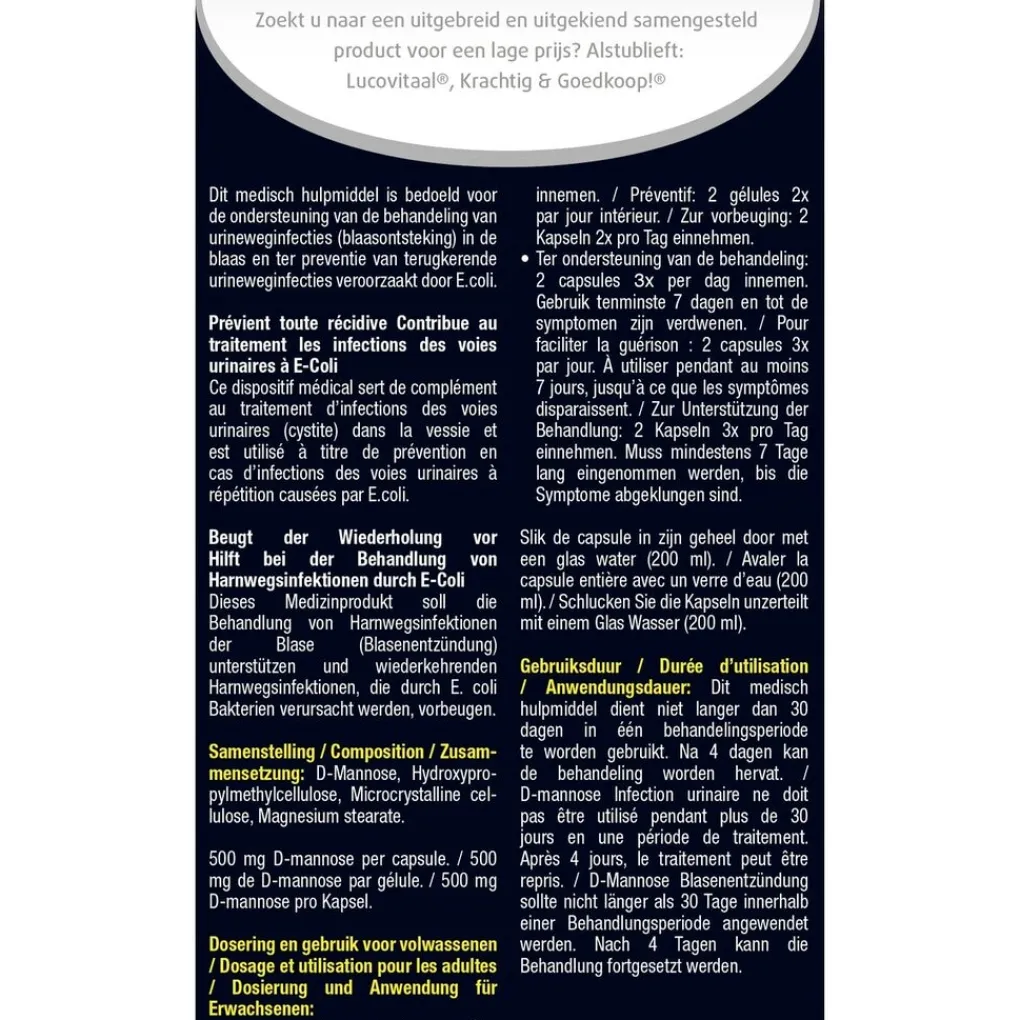 Lucovitaal D-Mannose Blaasontsteking Capsules Best
