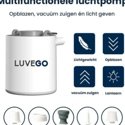 Luvego luchtbed pomp MINI PUMP - Oplaadbare luchtbedpomp - 400LM lantaarn - 3-in-1 Online