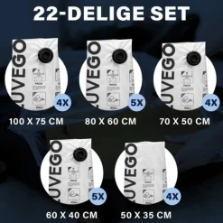 Luvego Vacuumzakken Kleding & Dekbedden 23 Stuks / 5 Maten Reiszakken Vacuum Opbergzakken