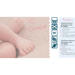 MamaLoes Bram 37x69x7 cm Ovaal Wiegmatras KMML241-37/69/7