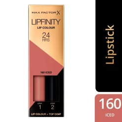 Max Factor Lipfinity Lip Colour 160 Iced 2-Step Longlasting Lipstick Hot