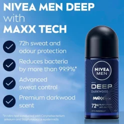 Nivea Men Deep Black Carbon Dark Wood Antitranspirant Roller Discount