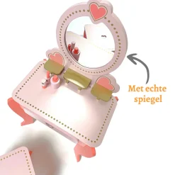 Rijoka Houten Kaptafel Make up Dresser met Krukje en Spiegel Outlet