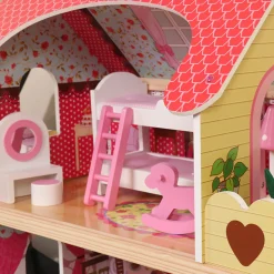 RIJOKA Houten Poppenhuis LED Verlichting Meubelset 15pcs 3 Verdiepingen Sale