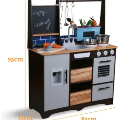 Rijoka Houten Speelkeuken Kinderkeuken met Krijtbord en Kookgereedschap Sale