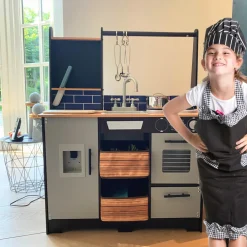 Rijoka Houten Speelkeuken Kinderkeuken met Krijtbord en Kookgereedschap Sale