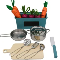 Rijoka Houten Speelkeuken Kinderkeuken met Krijtbord en Kookgereedschap Sale