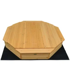 Rijoka Houten Zandbak met 4 Bankjes Inclusief Deksel en Grondzeil Speeltoestel Hot