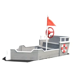Rijoka Houten Zandbak Schip Inclusief Grondzeil Zitbank met Opbergvak Best