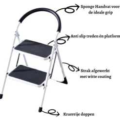 Rijoka Huishoudtrap Inklapbaar 2 Treden Anti Slip Treden Sponge Handgrepen Online