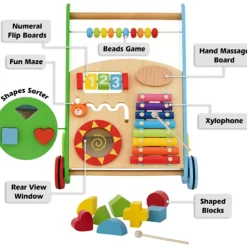 Rijoka Loopwagen Hout voor Baby Educatieve Looptrainer Anti Slip Wieltjes Babywalker Best
