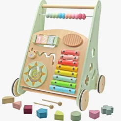 Rijoka Loopwagen Hout voor Baby Educatieve Looptrainer Anti Slip Wieltjes Babywalker