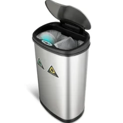 Rijoka Prullenbak Sensor Dubbel 50 Liter RVS Soft Close Vingerafdrukvrij