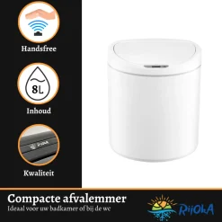 Rijoka Prullenbak Sensor 8 Liter Kunststof Soft Close Vingerafdrukvrij Afvalbak Best