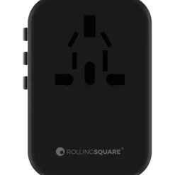 Rolling Square Travel Adapter Quick Charge Universele Wereldstekker Zwart Hot