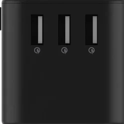 Rolling Square Travel Adapter Quick Charge Universele Wereldstekker Zwart Hot