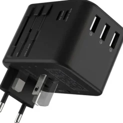 Rolling Square Travel Adapter Quick Charge Universele Wereldstekker Zwart Hot
