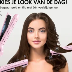 Sansbeauté 2 In 1 Stijltang Airflow - Krullen en Steil haar - Krultang - Stijltangen Best