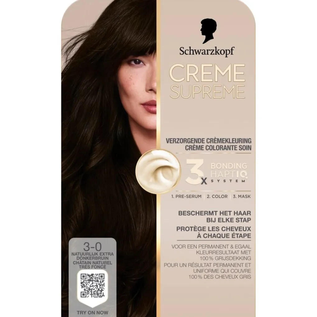 Schwarzkopf creme supreme 3-0 Natuurlijk Extra Donkerbruin Verzorgende Crèmekleuring Discount