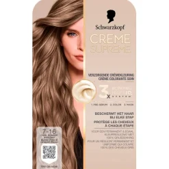 Schwarzkopf creme supreme 7-16 Cool Donker Asblond Verzorgende Crèmekleuring Clearance