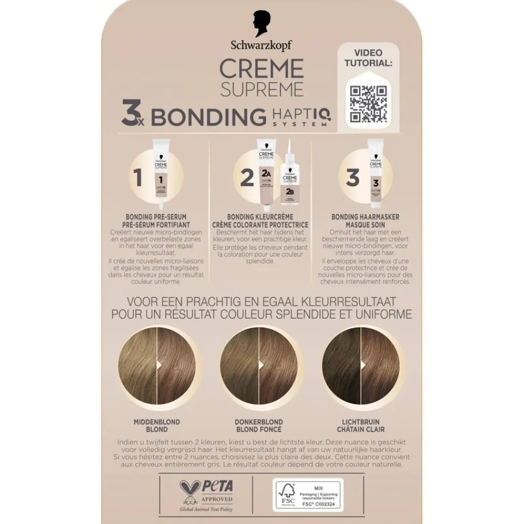 Schwarzkopf creme supreme 7-16 Cool Donker Asblond Verzorgende Crèmekleuring Clearance