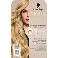Schwarzkopf creme supreme 9-0 Natuurlijk Lichtblond Verzorgende Crèmekleuring Clearance