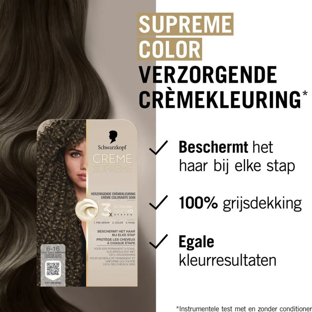 Schwarzkopf creme supreme 6-16 Cool Licht Asbruin Verzorgende Crèmekleuring Sale