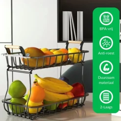 SensaHome 2 Laags Fruitmand Rechthoek Fruitschaal Discount