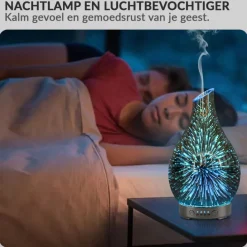 SensaHome Glazen 3D Aroma Diffuser Nachtlamp Luchtbevochtiger met LED Verlichting New