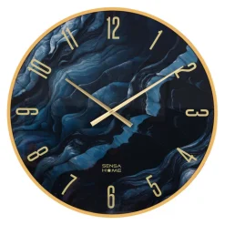 SensaHome Glazen Wandklok Marmerlook Stille Uurklok Modern