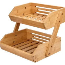 SensaHome Luxe Bamboehouten Fruitkist Rechthoek 2-Laags Clearance